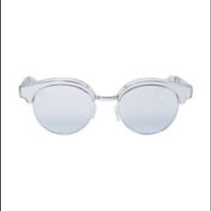 LE SPECS LUXE Cleopatra Silver-Tone Metal Half Frame Sunglasses